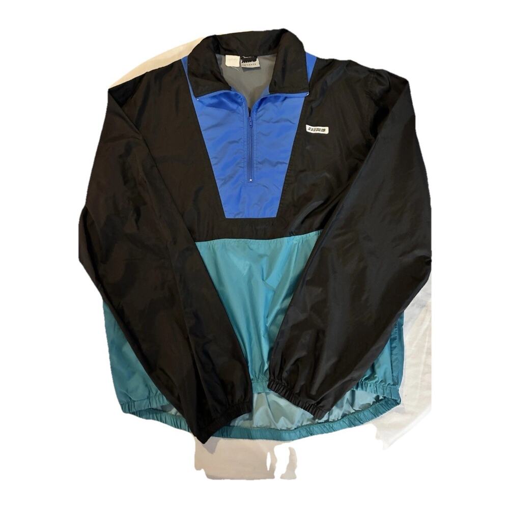 Vintage 90s Hind Windbreaker XL Mens Blue green & Black Half Zip Jacket